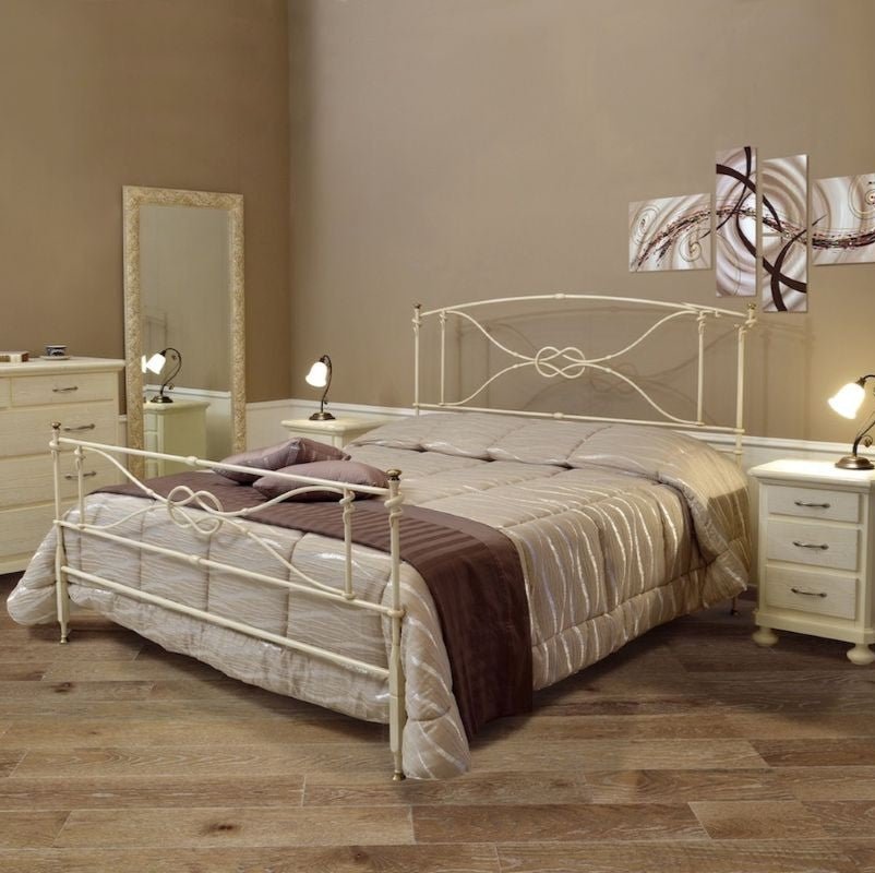 Letto in Ferro Battuto Artigianale "GRAZIA" - Bianco