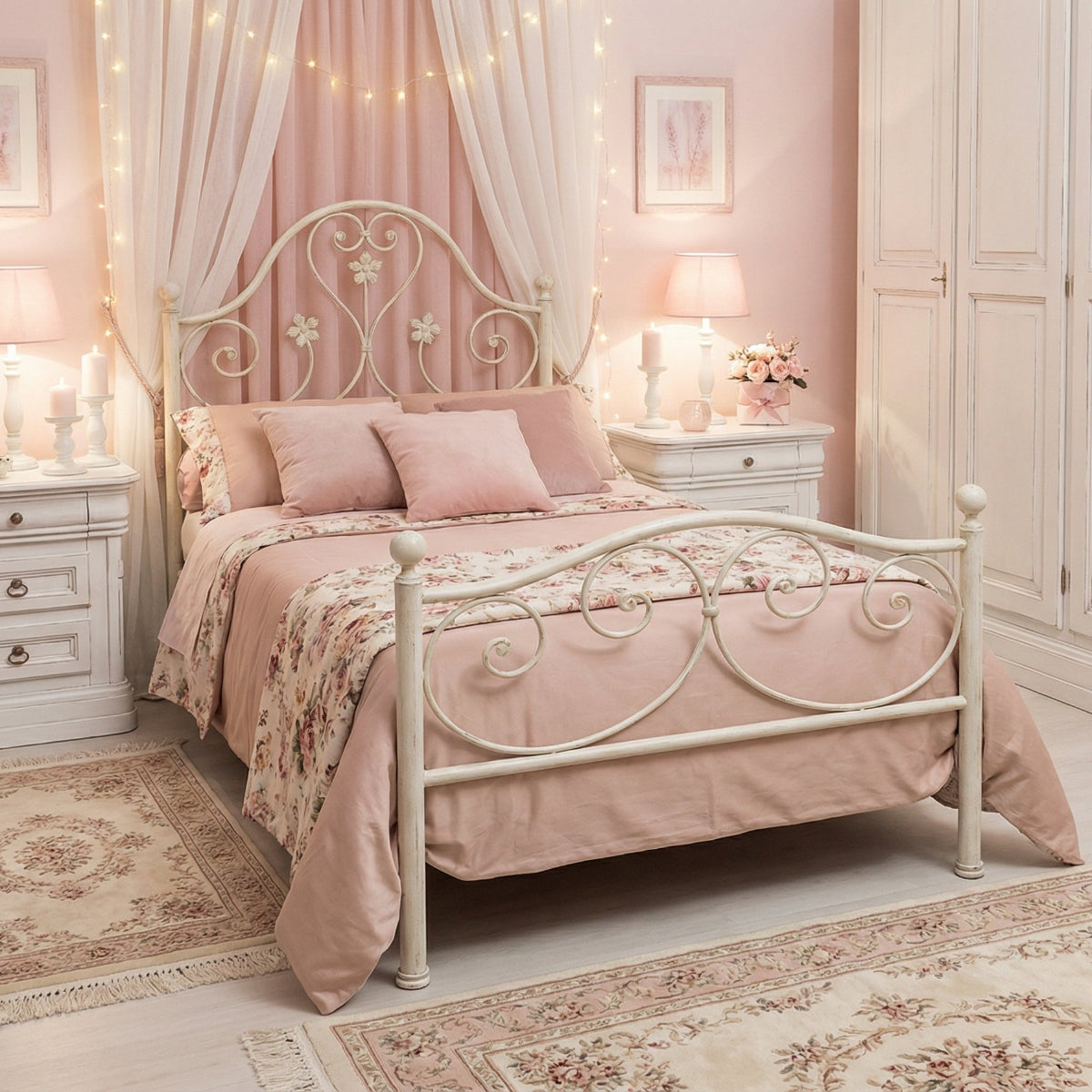 Letto in ferro singolo romantico "Simonetta"