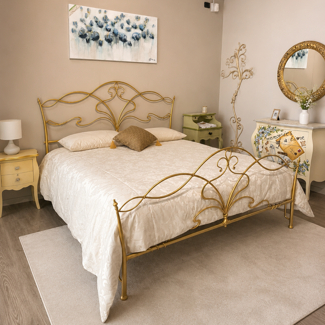 Letto in ferro Foglia Oro - Ferrari