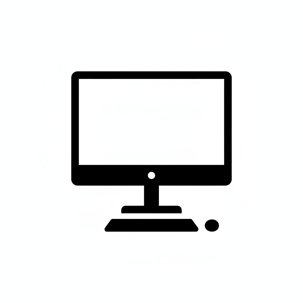 icona quadrata bianco e nero computer