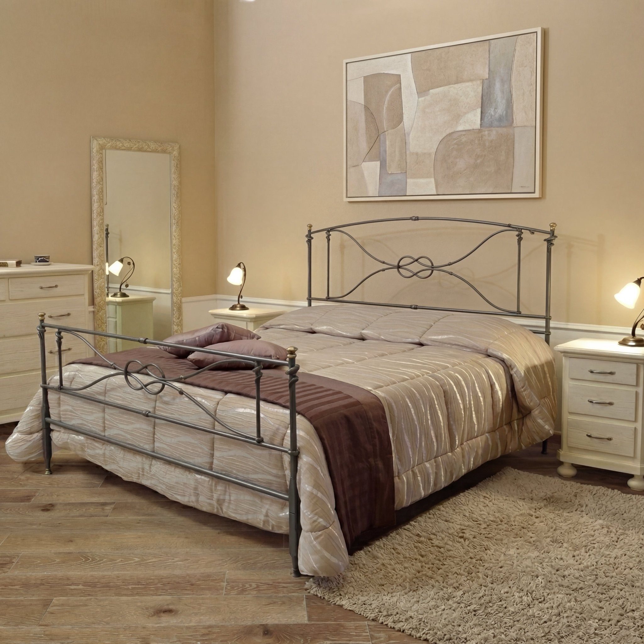 Letto in Ferro Battuto Artigianale "GRAZIA" - Nero