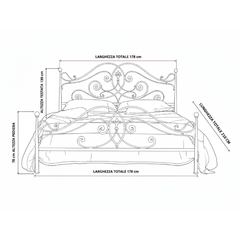 Letto in ferro forgiato matrimoniale "Giulia"